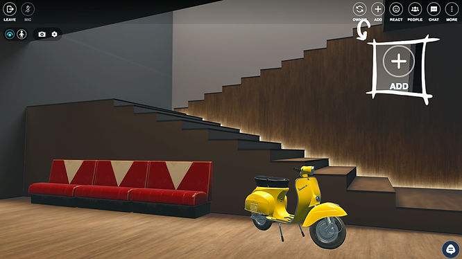 Screenshot of the "ADD" button in VIVERSE that lets you import 3D models and other files.