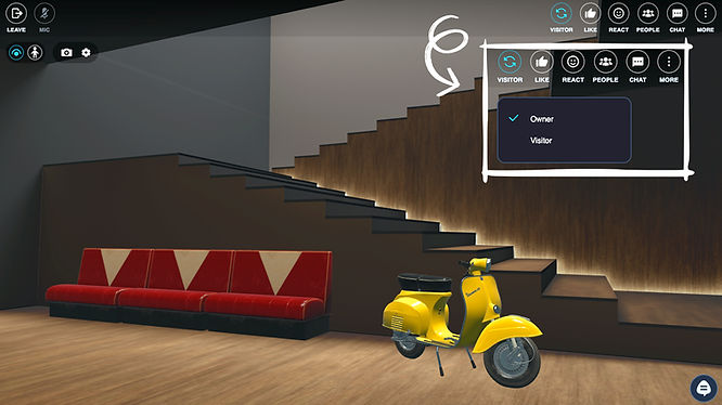 Screenshot of VIVERSE Owner/Visitor mode toggle button.