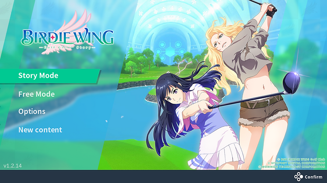 The protagonists of BIRDIE WING, Eve and Aoi swinging golf clubs with new game update