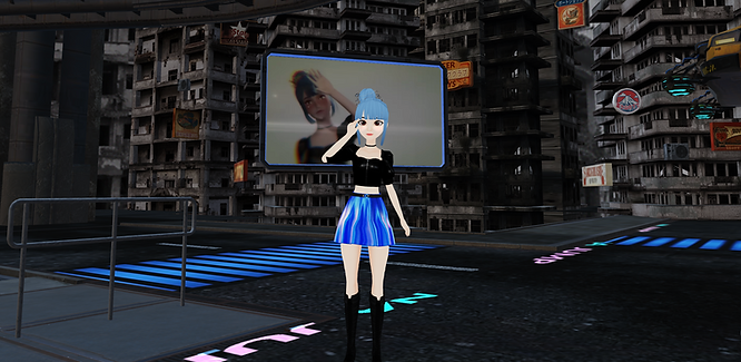 a virtual idol waving in the virtual world