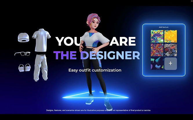 VIVERSE Create’s outfit creator, which lets you customize your Avatar’s outfit styles, designs, and colors. 