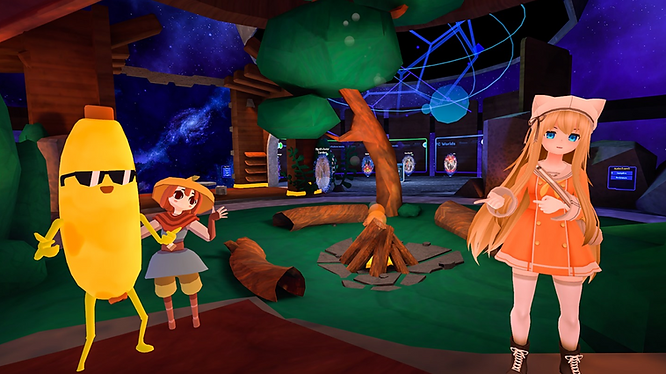 Virtual avatars gathered in one of the metaverse worlds of VRChat, a partner of HTC's VIVERSE.