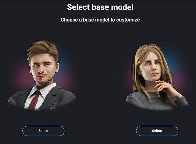 Select the base model for your avatar