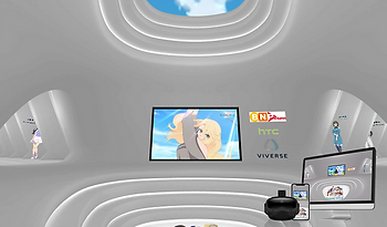 VR headset, phone, and computer beside the BIRDIE WING Metaverse Museum, indicating that it is accessible from these devices.