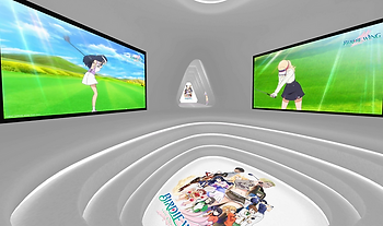 Anime characters on display in the metaverse virtual museum dedicated to BIRDIE WING: Golf Girls' Story in VIVERSE by HTC.